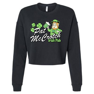 St. PattyS Day Pat Mccrotch Irish Pub Lucky Clover Cropped Pullover Crew