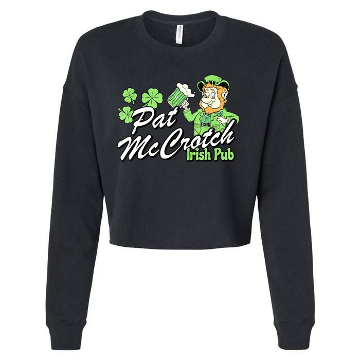 St. PattyS Day Pat Mccrotch Irish Pub Lucky Clover Cropped Pullover Crew