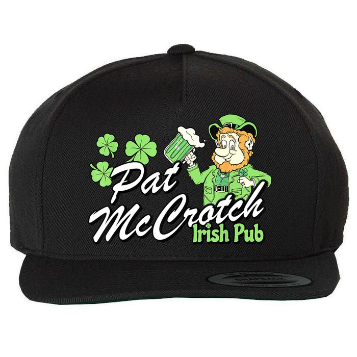 St. PattyS Day Pat Mccrotch Irish Pub Lucky Clover Wool Snapback Cap