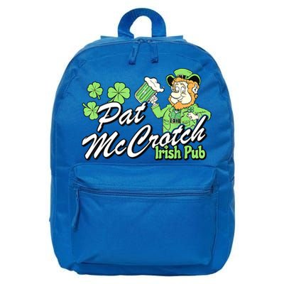 St. PattyS Day Pat Mccrotch Irish Pub Lucky Clover 16 in Basic Backpack
