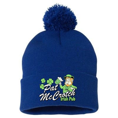 St. PattyS Day Pat Mccrotch Irish Pub Lucky Clover Pom Pom 12in Knit Beanie