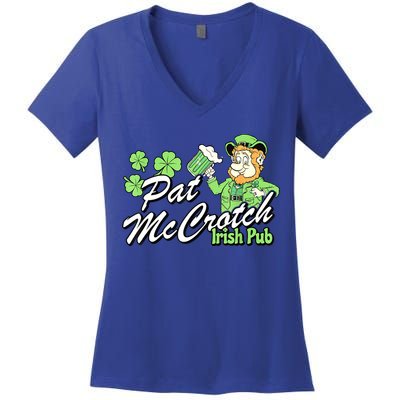 St. PattyS Day Pat Mccrotch Irish Pub Lucky Clover Women's V-Neck T-Shirt