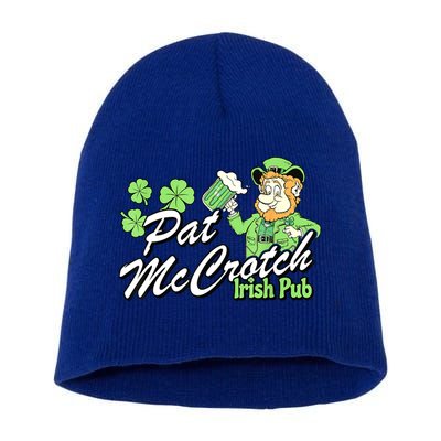 St. PattyS Day Pat Mccrotch Irish Pub Lucky Clover Short Acrylic Beanie