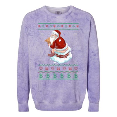 Santa Pooping Down The Chimney Ugly Sweater Christmas Colorblast Crewneck Sweatshirt