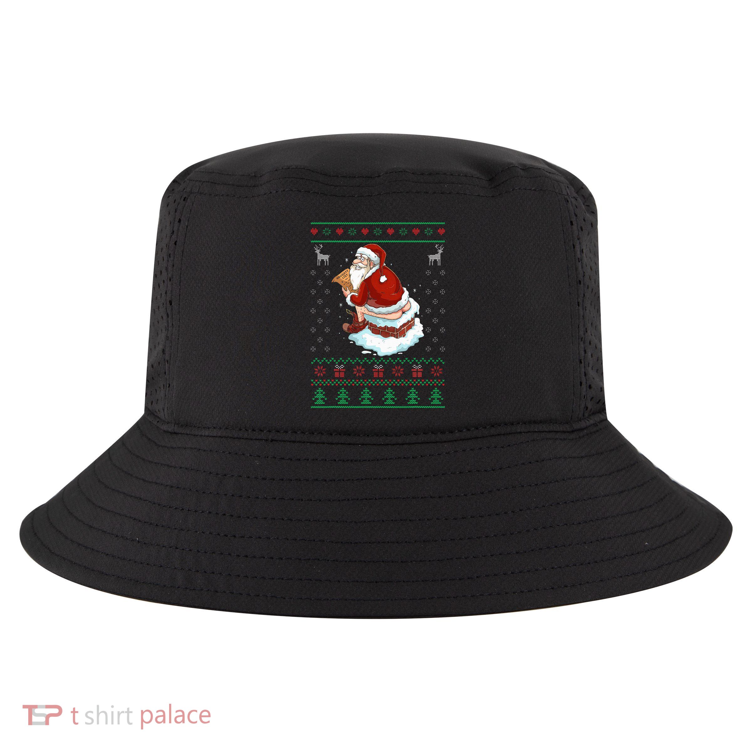 Santa Pooping Down The Chimney Ugly Sweater Christmas Cool Comfort Performance Bucket Hat