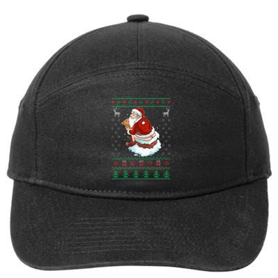 Santa Pooping Down The Chimney Ugly Sweater Christmas 7-Panel Snapback Hat