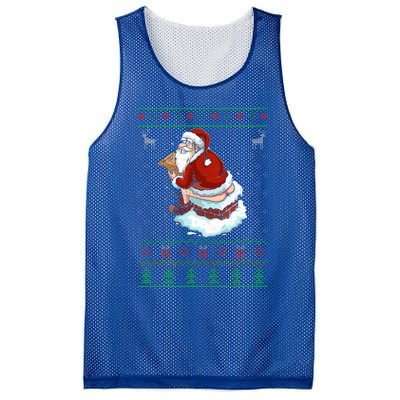 Santa Pooping Down The Chimney Ugly Sweater Christmas Mesh Reversible Basketball Jersey Tank