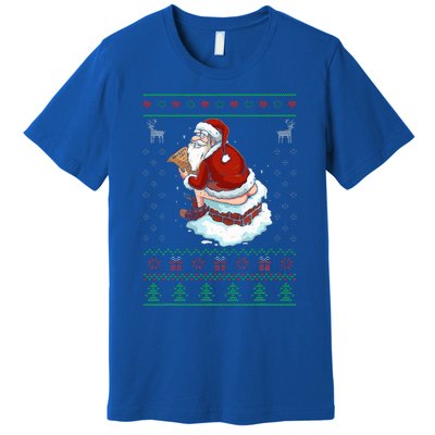 Santa Pooping Down The Chimney Ugly Sweater Christmas Premium T-Shirt