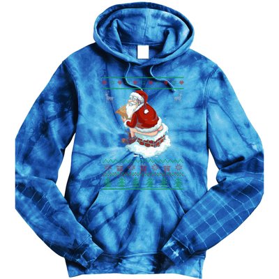 Santa Pooping Down The Chimney Ugly Sweater Christmas Tie Dye Hoodie