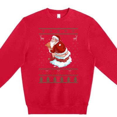 Santa Pooping Down The Chimney Ugly Sweater Christmas Premium Crewneck Sweatshirt