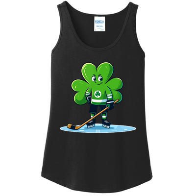 St Patricks Day Shamrock Ice Hockey Player Ladies Essential Tank