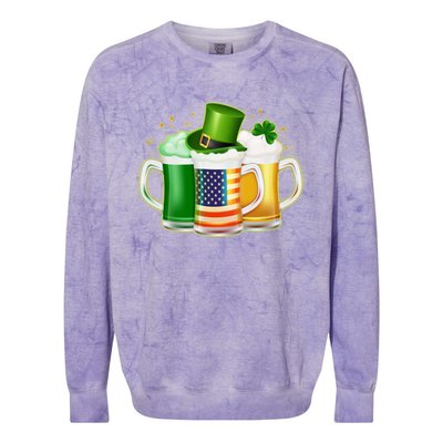 St Patricks Day Usa American Flag Beers Colorblast Crewneck Sweatshirt