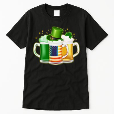 St Patricks Day Usa American Flag Beers Tall T-Shirt