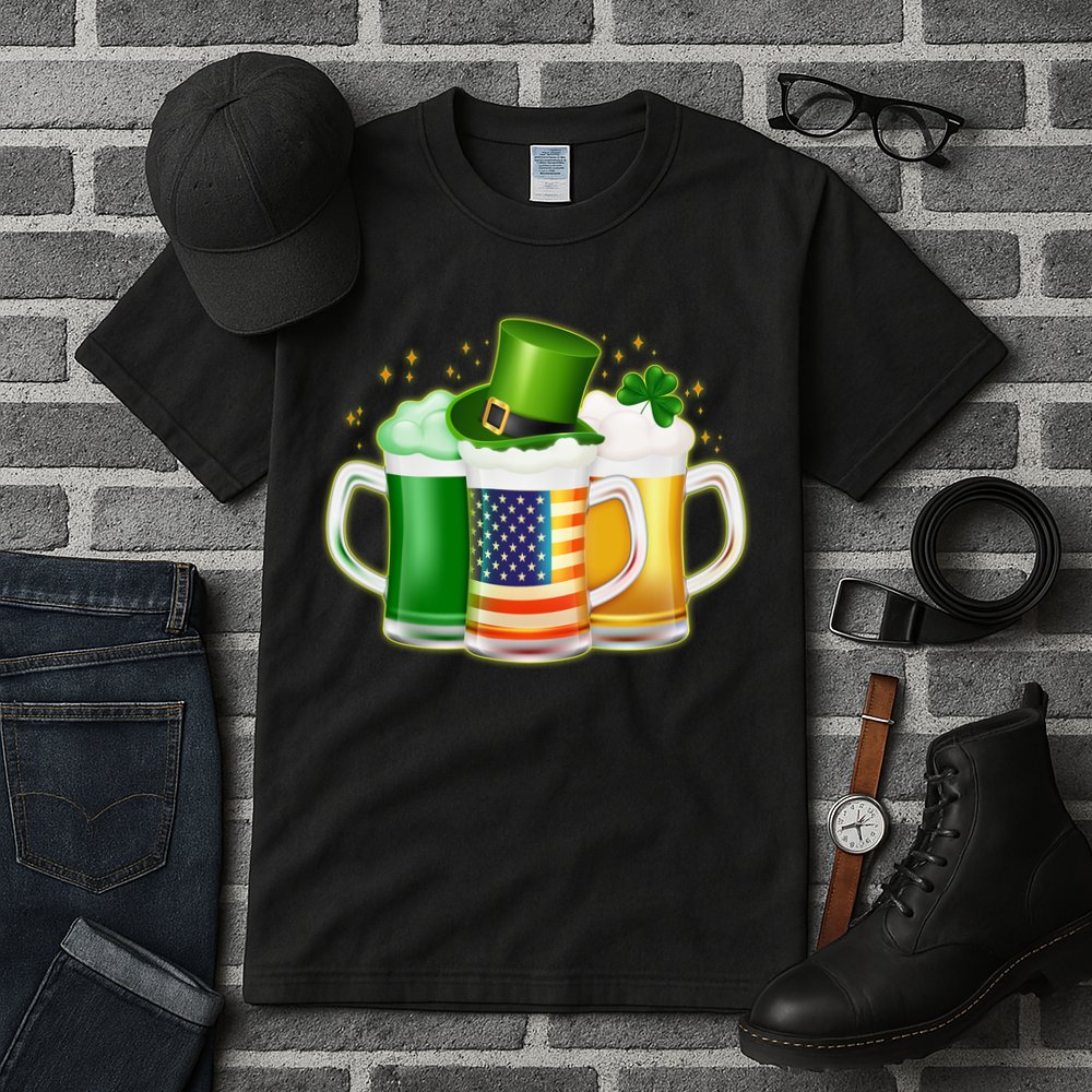St Patricks Day Usa American Flag Beers Tall T-Shirt