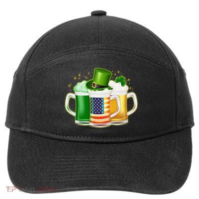 St Patricks Day Usa American Flag Beers 7-Panel Snapback Hat