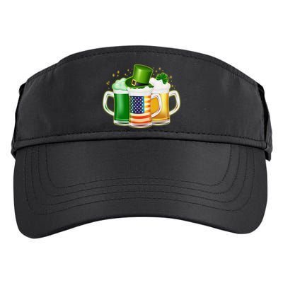 St Patricks Day Usa American Flag Beers Adult Drive Performance Visor