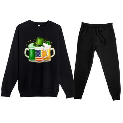 St Patricks Day Usa American Flag Beers Premium Crewneck Sweatsuit Set