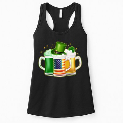 St Patricks Day Usa American Flag Beers Womens Tank Top