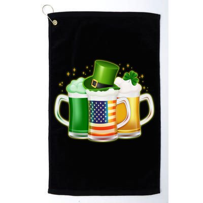 St Patricks Day Usa American Flag Beers Golf Towel