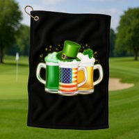 St Patricks Day Usa American Flag Beers Golf Towel