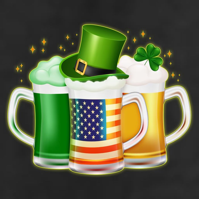 St Patricks Day Usa American Flag Beers Golf Towel