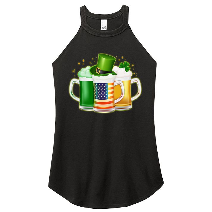 St Patricks Day Usa American Flag Beers Women's Perfect Tri Rocker Tank