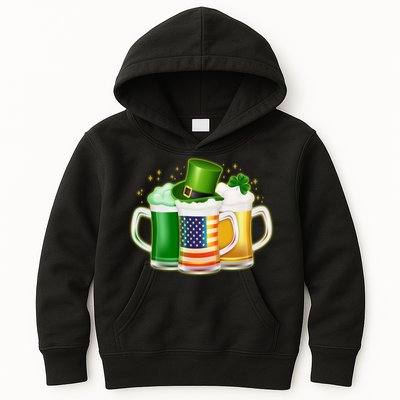 St Patricks Day Usa American Flag Beers Kids Hoodie
