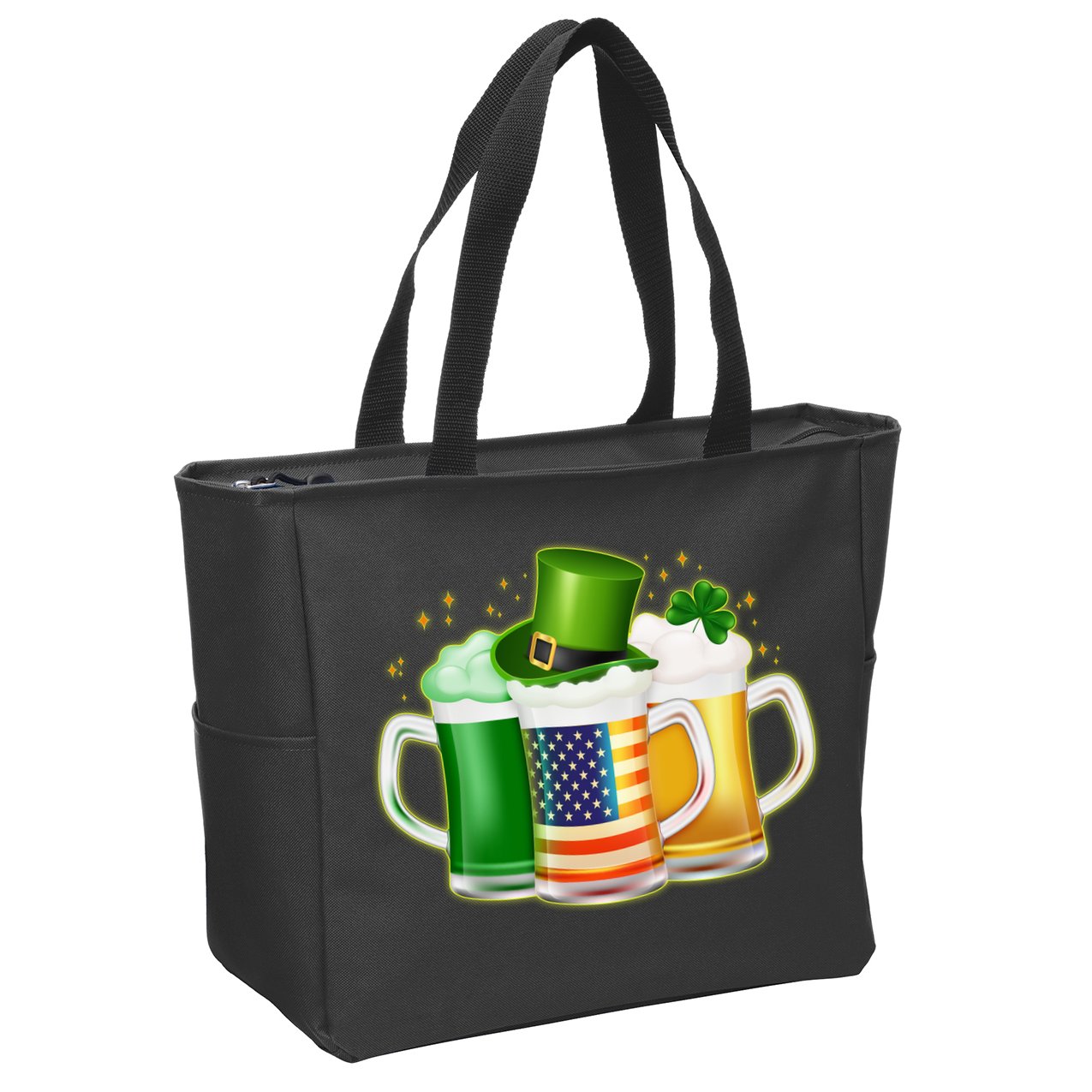 St Patricks Day Usa American Flag Beers Zip Tote Bag