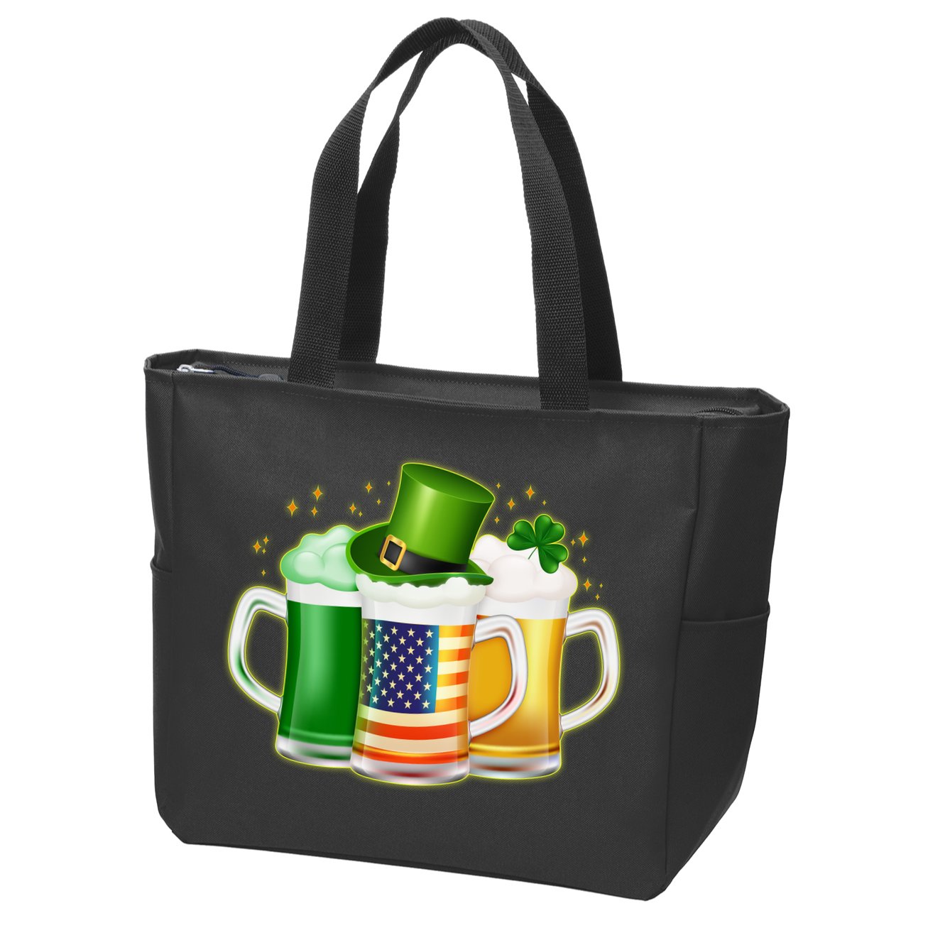 St Patricks Day Usa American Flag Beers Zip Tote Bag
