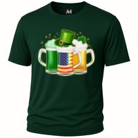 St Patricks Day Usa American Flag Beers Cooling Performance Crew T-Shirt