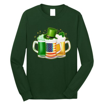 St Patricks Day Usa American Flag Beers Long Sleeve Shirt