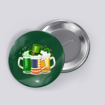 St Patricks Day Usa American Flag Beers Button