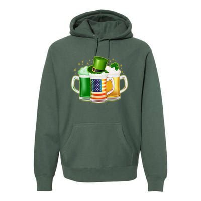 St Patricks Day Usa American Flag Beers Premium Hoodie