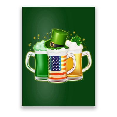 St Patricks Day Usa American Flag Beers Poster