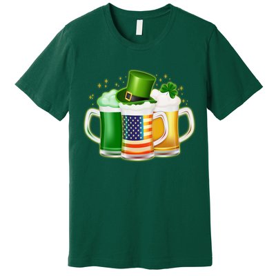 St Patricks Day Usa American Flag Beers Premium T-Shirt