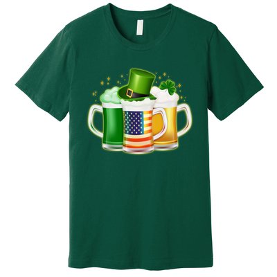 St Patricks Day Usa American Flag Beers Premium T-Shirt