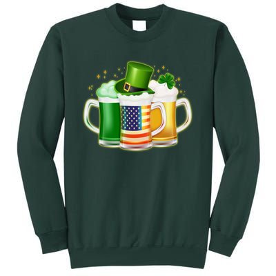 St Patricks Day Usa American Flag Beers Tall Sweatshirt