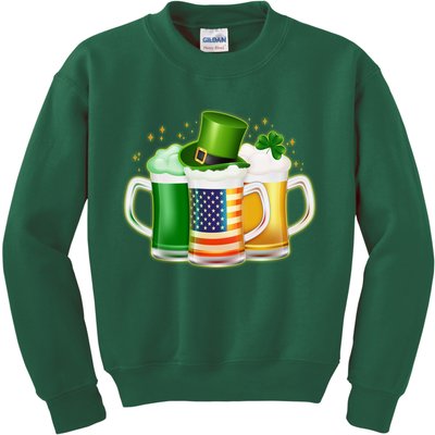 St Patricks Day Usa American Flag Beers Kids Sweatshirt