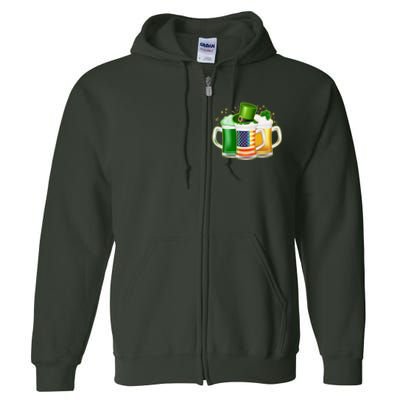 St Patricks Day Usa American Flag Beers Full Zip Hoodie