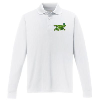 St Patrex Day Funny St Patricks Day Performance Long Sleeve Polo