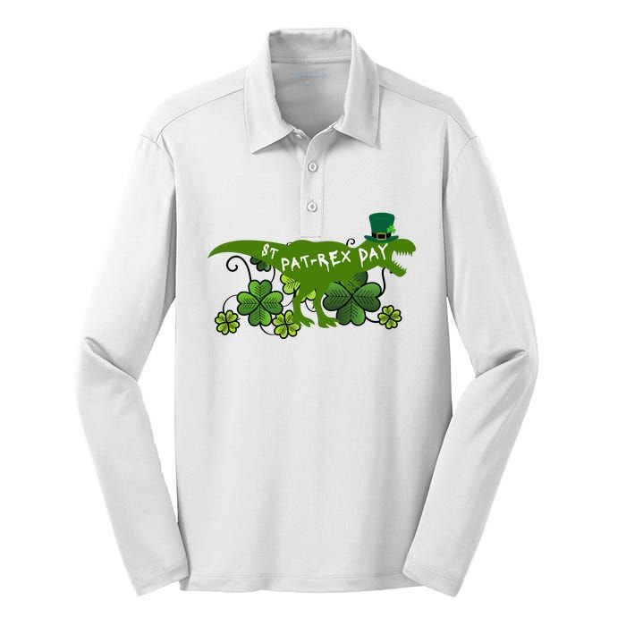 St Patrex Day Funny St Patricks Day Silk Touch Performance Long Sleeve Polo