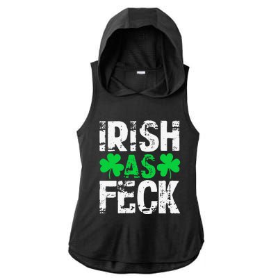 Saint Patrick's Day Lucky Irish As Feck Funny Ladies PosiCharge Tri-Blend Wicking Draft Hoodie Tank