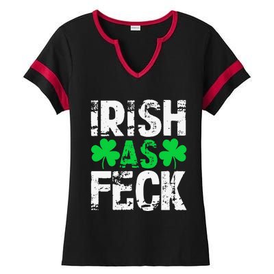 Saint Patrick's Day Lucky Irish As Feck Funny Ladies Halftime Notch Neck Tee