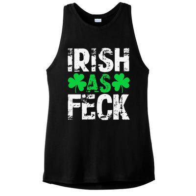 Saint Patrick's Day Lucky Irish As Feck Funny Ladies PosiCharge Tri-Blend Wicking Tank