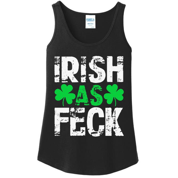 Saint Patrick's Day Lucky Irish As Feck Funny Ladies Essential Tank