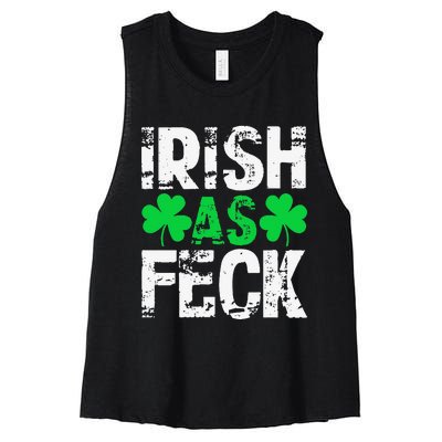 Saint Patrick's Day Lucky Irish As Feck Funny Women's Racerback Cropped Tank