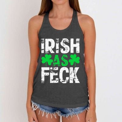 Saint Patrick's Day Lucky Irish As Feck Funny Women's Knotted Racerback Tank