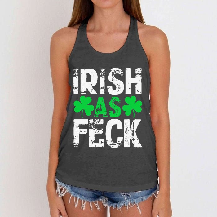 Saint Patrick's Day Lucky Irish As Feck Funny Women's Knotted Racerback Tank