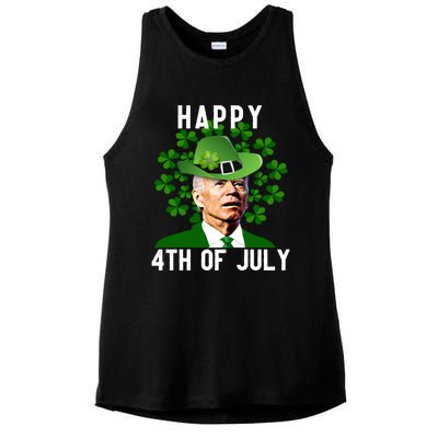 Funny Leprechaun St Patricks Day, Joe Biden Happy 4th Of July, Biden St Patricks Day Ladies PosiCharge Tri-Blend Wicking Tank