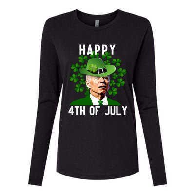 Funny Leprechaun St Patricks Day, Joe Biden Happy 4th Of July, Biden St Patricks Day Womens Cotton Relaxed Long Sleeve T-Shirt